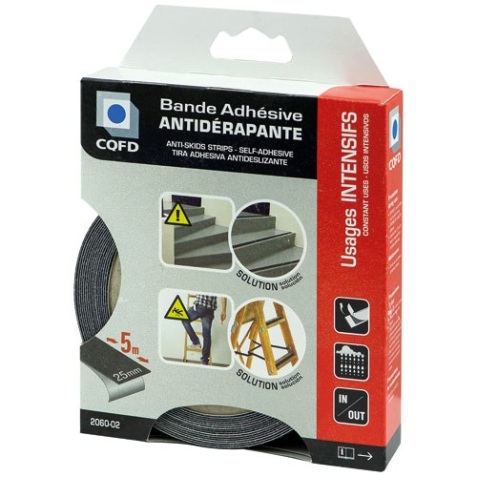 Bande adhésive antidérapante - L : 5 m - l : 25 mm - noir