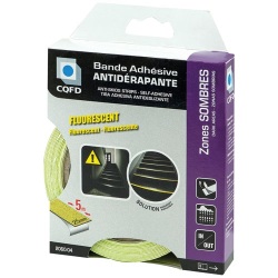Bande adhésive antidérapante - fluorescente - L : 5 m - l : 25 mm