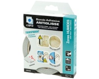 Bande adhésive antiglisse - zones humides - L : 5 m - l : 25 mm - transpare