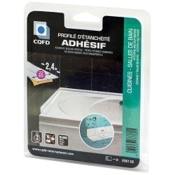 Profilé d'étanchéité adhésif souple - L : 2.4 m - l : 22 mm - blanc