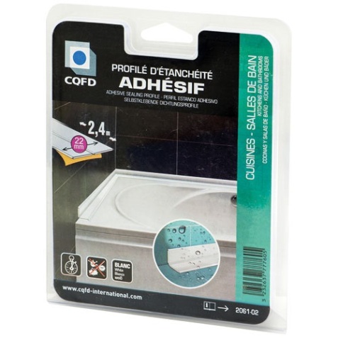 Profilé d'étanchéité adhésif souple - L : 2.4 m - l : 22 mm - blanc