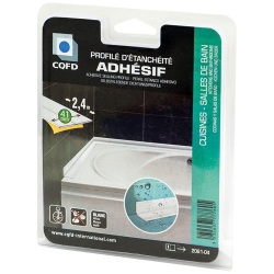 Profilé d'étanchéité adhésif souple - L : 2.4 m - l : 41 mm - blanc
