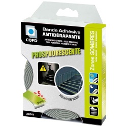 Bande adhésive antidérapante - phosphorescente - L : 5 m - l : 25 mm