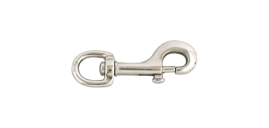 Porte-mousqueton pompe à touret - 80 mm - zamack nickelé