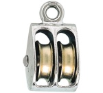 Poulie 2 galets à œil fixe - 25 mm - gorge 6 mm  - zamack nickelé