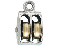 Poulie 2 galets à œil fixe - 25 mm - gorge 6 mm  - zamack nickelé