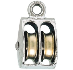 Poulie 2 galets à œil fixe - 25 mm - gorge 6 mm  - zamack nickelé