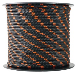 Tresse polyester/ polyamide - D3 mm - L : 25 m - noir/orange
