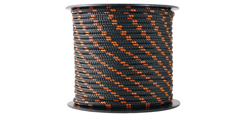 Tresse polyester/ polyamide - D3 mm - L : 25 m - noir/orange