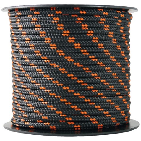 Tresse polyester/ polyamide - D3 mm - L : 25 m - noir/orange
