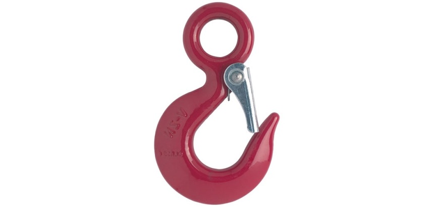 Crochet de levage à œil en acier carbone avec linguet - CMU 1 000 Kg - roug