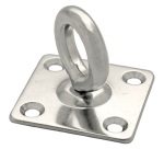 Platine carré avec anneau mobile - L : 50 mm - ép.8 mm - D19 mm - acier ino
