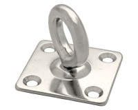 Platine carré avec anneau mobile - L : 50 mm - ép.8 mm - D19 mm - acier ino