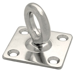 Platine carré avec anneau mobile - L : 50 mm - ép.8 mm - D19 mm - acier ino