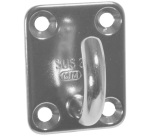 Platine rectangulaire avec crochet ouvert - L : 40 mm - l : 50 mm - D22 mm