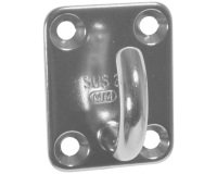 Platine rectangulaire avec crochet ouvert - L : 40 mm - l : 50 mm - D22 mm