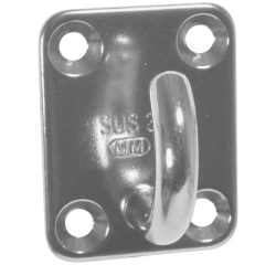 Platine rectangulaire avec crochet ouvert - L : 40 mm - l : 50 mm - D22 mm