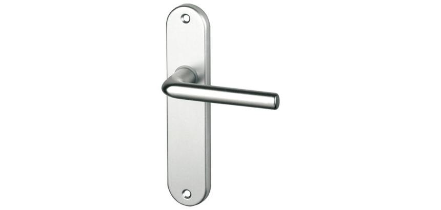 Poignée de porte intérieur - Courchevel - sur plaque - entraxe 165 mm - alu
