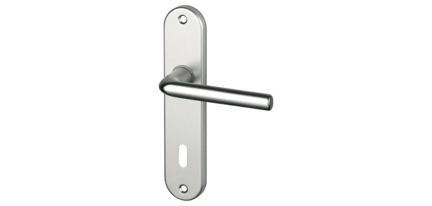 Poignée de porte intérieur - Courchevel - sur plaque - entraxe 165 mm - clé