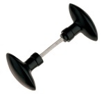 Bouton double de porte extérieur - Olives - carré de 6 mm - noir