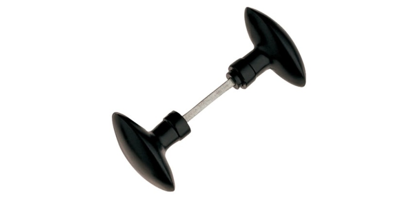 Bouton double de porte extérieur - Olives - carré de 6 mm - noir