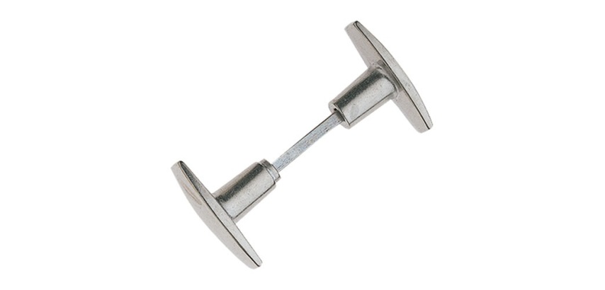 Bouton double de porte extérieur - Chantier - carré de 6 mm - gris poli