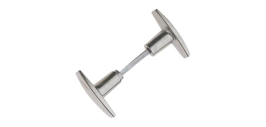 Bouton double de porte extérieur - Chantier - carré de 6 mm - gris poli