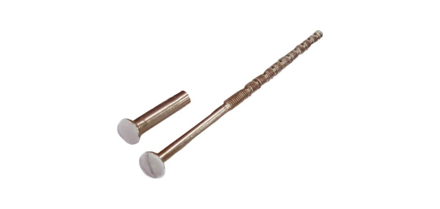 Vis relieuse prédécoupée - tête bombée fendue - douille lisse non fendue -