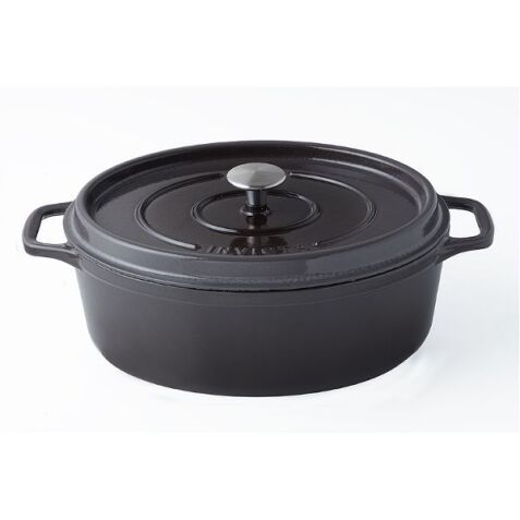 Cocotte en fonte ovale 33 cm Taupe