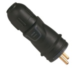 Fiche caoutchouc mâle avec terre - presse-étoupe - 16 A - IP44 - noir