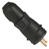 Fiche caoutchouc mâle avec terre - presse-étoupe - 16 A - IP44 - noir