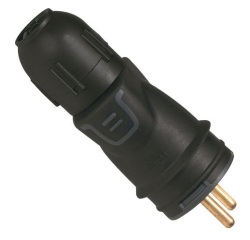 Fiche caoutchouc mâle avec terre - presse-étoupe - 16 A - IP44 - noir