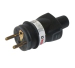 Fiche mâle 2p+t caoutchouc noir