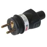 Fiche mâle 2p+t caoutchouc noir