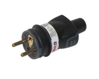 Fiche mâle 2p+t caoutchouc noir