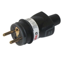 Fiche mâle 2p+t caoutchouc noir