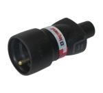 Fiche caoutchouc avec terre 16 A - femelle - sortie droite - IP44 - noir