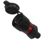 Fiche caoutchouc avec terre 16 A - femelle - avec volet de protection - IP