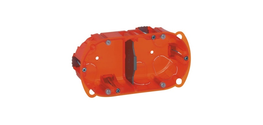 Boite à encastrer - multi-matériaux - Batibox - 2 postes - P : 40 mm -orang