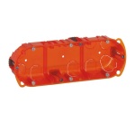 Boite à encastrer - multi-matériaux - Batibox - 3 postes - P : 40 mm -orang