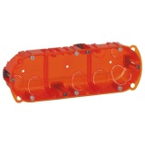 Boite à encastrer - multi-matériaux - Batibox - 3 postes - P : 40 mm -orang