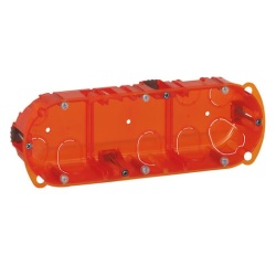 Boite à encastrer - multi-matériaux - Batibox - 3 postes - P : 40 mm -orang