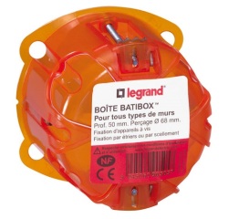 Boîte à encastrer - multimatériaux - Batibox - 1 poste - P: 50 mm - D.67 mm