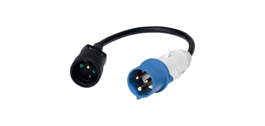 Cordon adaptateur - borne de camping - fiche mâle CEE 17 - fiche femelle 2P
