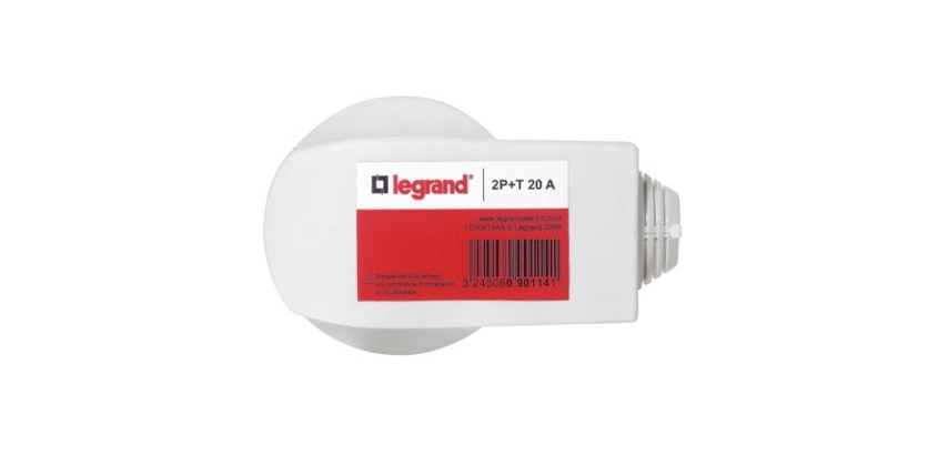Fiche mâle 2p+t 20A coudé 4600w vrac