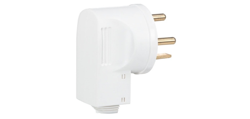 Fiche mâle 3p+t 20a coudée blanc vrac