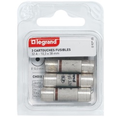 Ensemble de 3 cartouches fusibles - 10.3 x 38 mm - 32 A