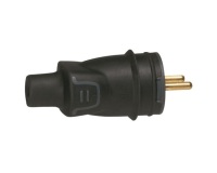 Fiche caoutchouc avec terre 16 A - mâle - sortie droite - IP 44 -noir