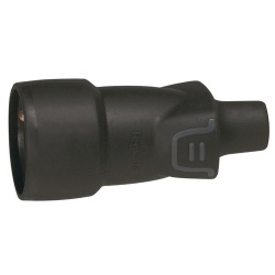 Fiche caoutchouc avec terre 16 A - femelle - sortie droite - IP 44 -noir