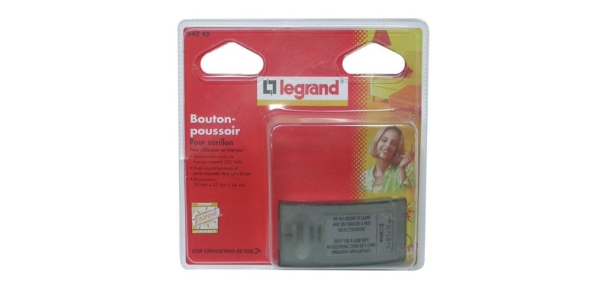 Bouton-poussoir d'appel - intérieur - avec porte-étiquette - 230V - noir